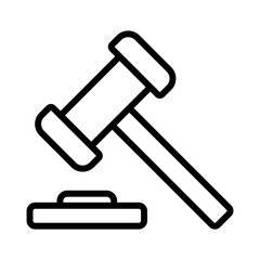Gavel outline icon for law, Bid, Verdict, auction, legal, judge, regulatory, justice, hammer, business and finance logo