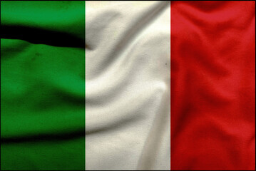 Italy flag on the textured cloth, Contemporary Take on the Green, White, and Red Italian Flag.
Closeup of Texture Italy flag