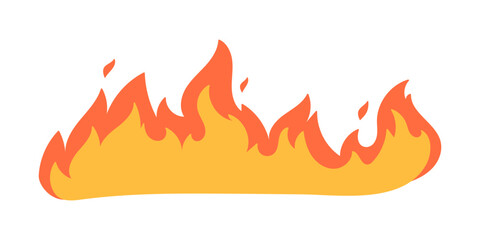 Cartoon fire effect. A yellow bonfire burns to heat.