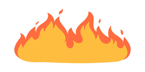 Cartoon fire effect. A yellow bonfire burns to heat.