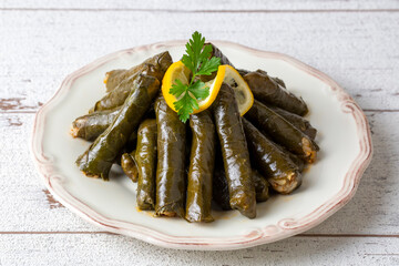 Traditional delicious Turkish foods; stuffed leaves (yaprak sarmasi)