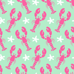 Cute pink lobsters - 593821927