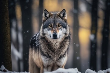 Wolf in snow with Generative AI