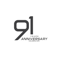 91 years anniversary celebration logotype