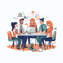 AI Business people at desk negotiating, discussing working issues. Negotiations or brainstorming meeting, business discussion and teamwork