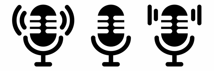 Microphone icon illustration on white background. Microphone icon set for business. Stock vector.