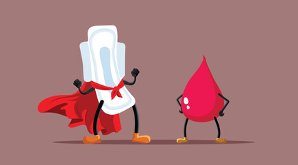 Superhero Absorbent Tampon Period Concept Vector Cartoon Illustration. Protective feminine hygiene product helping during menstrual cycle 
