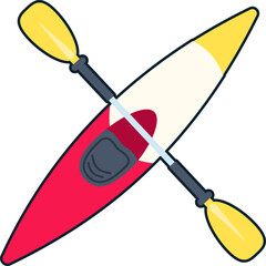 Canoe Boat Paddle Canoeing Element Flat Sticker Black Style