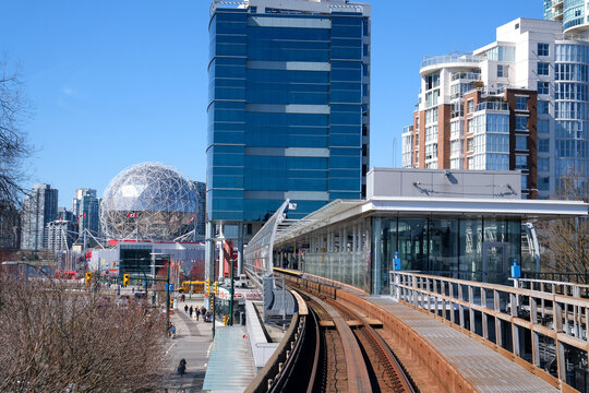 Vancouver SkyTrain new Canada Line to Surrey. home rails train sky train road trip traffic big city life convenience comfort blue sky nice weather