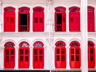 Colorful accents on the outside of a building in SIngapore