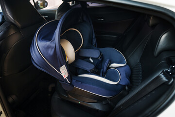 empty safety seat for baby or child in car
