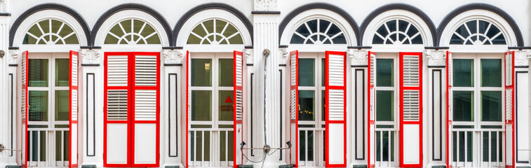 Colorful accents on the outside of a building in SIngapore