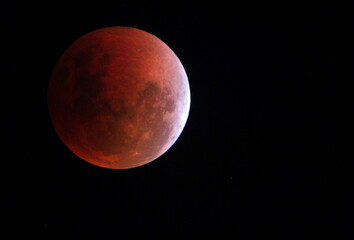 Blood Moon Eclipse in The Dark Night