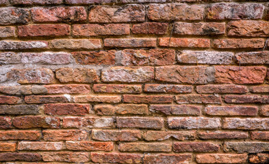 Weathered brick wall at Fort Canning Park in Singapore