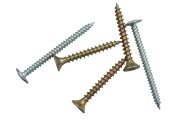 Metal screws on a transparent background. The concept of construction, repair.