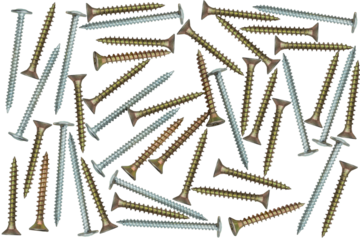 Metal screws on a transparent background. The concept of construction, repair.