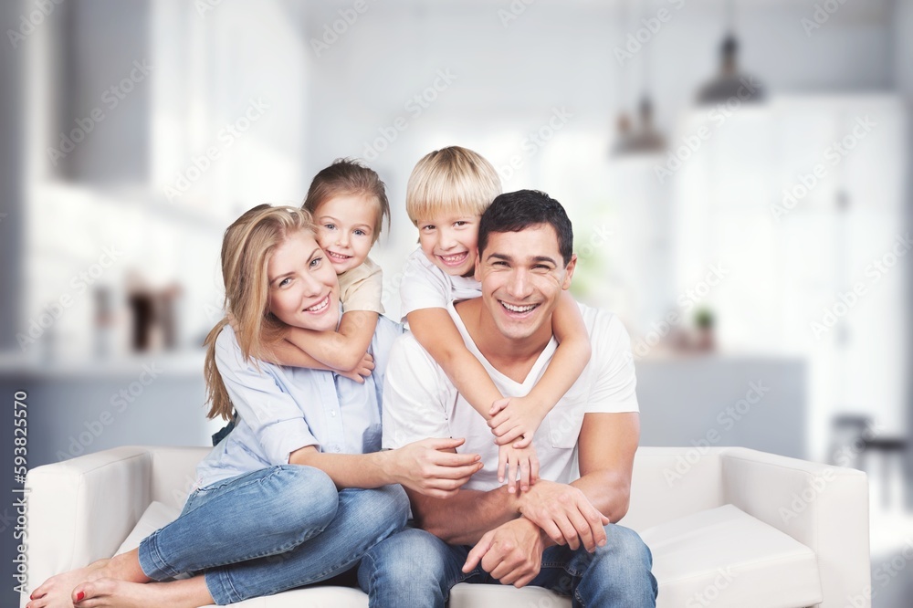 Canvas Prints cheerful little child playing with family