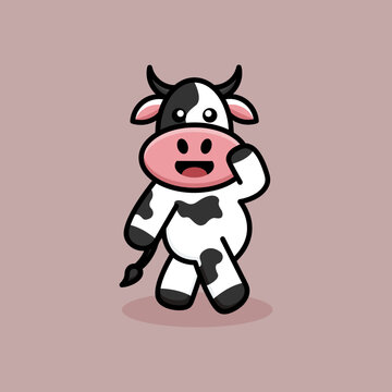 Cute Laugh Cow Logo Design