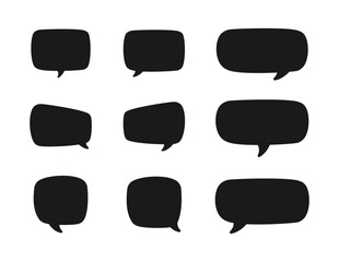 Collection of speech bubble silhouette. Comic speech bubble icons. Simple Flat Vector illustration