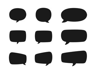 Collection of speech bubble silhouette. Comic speech bubble icons. Simple Flat Vector illustration