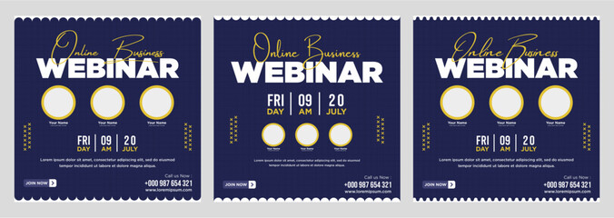 Digital marketing live webinar and corporate social media post or template banner