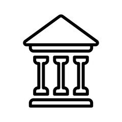 Courthouse outline icon for law, courtroom, architecture, city, court, attorney, tribune,, judicial, legal, judge and justice logo