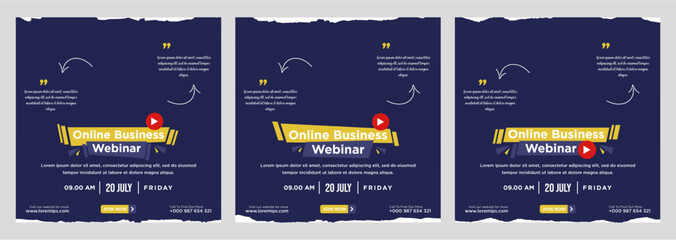 Digital marketing live webinar and corporate social media post or template banner