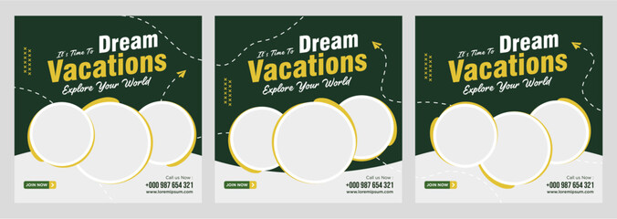 Travel holiday vacation social media post web banner