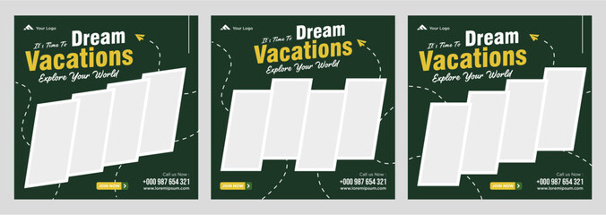 Travel holiday vacation social media post web banner
