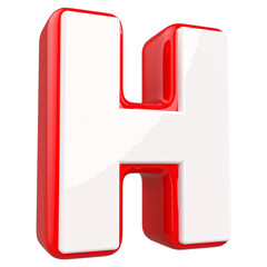 3d letter H red font render