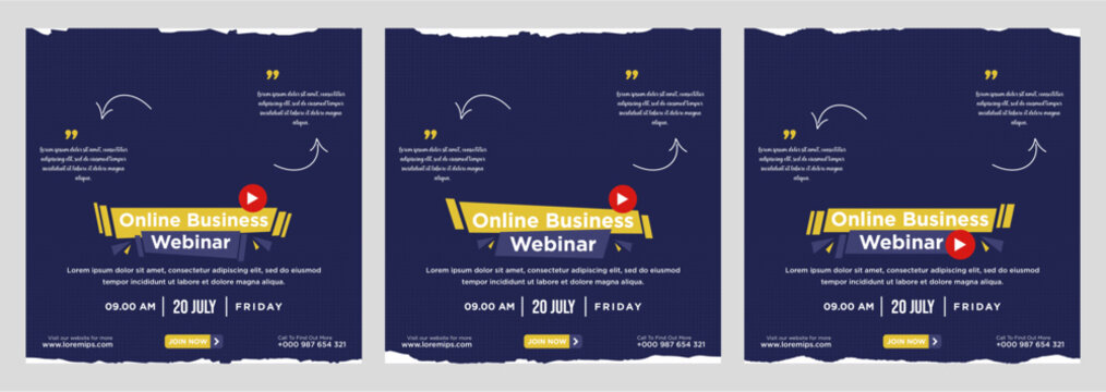 Digital marketing live webinar and corporate social media post or template banner