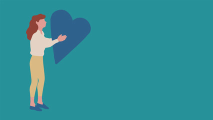 恋愛を表現した女性のテンプレートベクターイラスト Template vector illustration of a woman expressing love