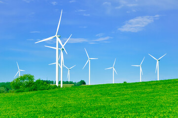 Fototapeta premium Wind turbines in the field