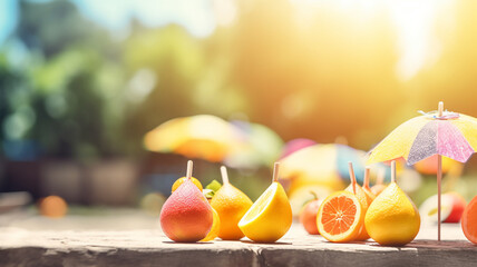 Fruit wallpaper for summer with blur background. Blurred Summer Background Free Space 