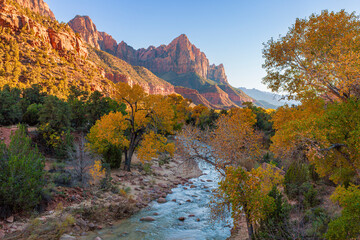 Autumn view at the Watchman in Zion National Park