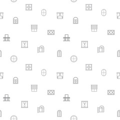 Seamless pattern with window icon on white background. Included the icons as open, close, curtain, French door, glass and design elements And Other Elements.