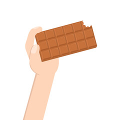 hand holding chocolate bar sweet dessert snack bakery brown
