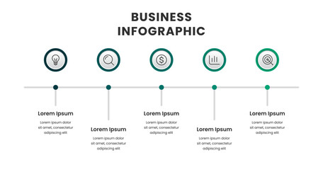 Business infographics timeline design template with icons and 5 options or steps