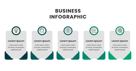 Business infographics concept template design with icons and 5 options or steps