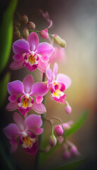 Closeup beautiful orchid flower with pink color, wallpaper background.