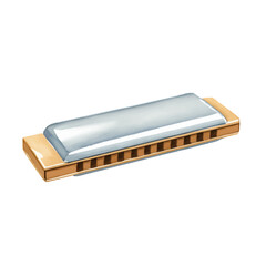 harmonica with style hand drawn digital painting illustration