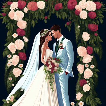 bride and groom on wedding day
