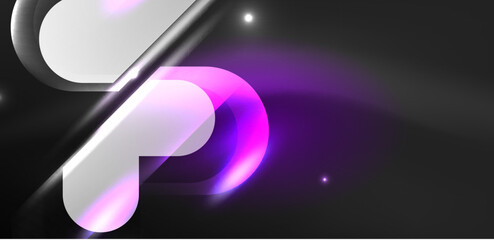 Abstract background glowing neon light geometric shapes. Space cosmic or magic energy vector wallpaper For Wallpaper, Banner, Background, Card, Book Illustration, landing page