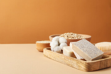 Concept of bath and skin care accessories - soap