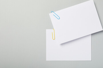 Concept of different office accessories - paper with clip