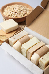 Concept of bath and skin care accessories - soap