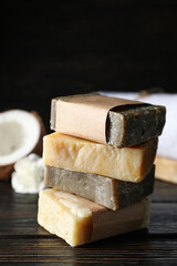 Concept of bath and skin care accessories - soap