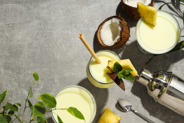 Fresh summer cocktail - Pina colada, fresh summer drink concept