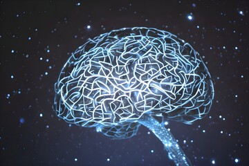 Fototapeta premium Human brain with luminous convolutions. Technology, science and medicine illustration. Generative AI