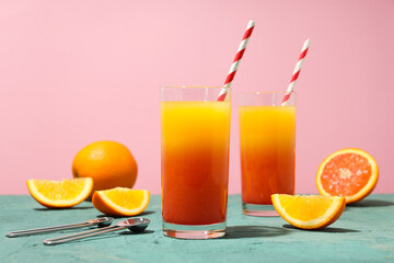Orange cocktail, concept of fresh delicious summer citrus cocktail